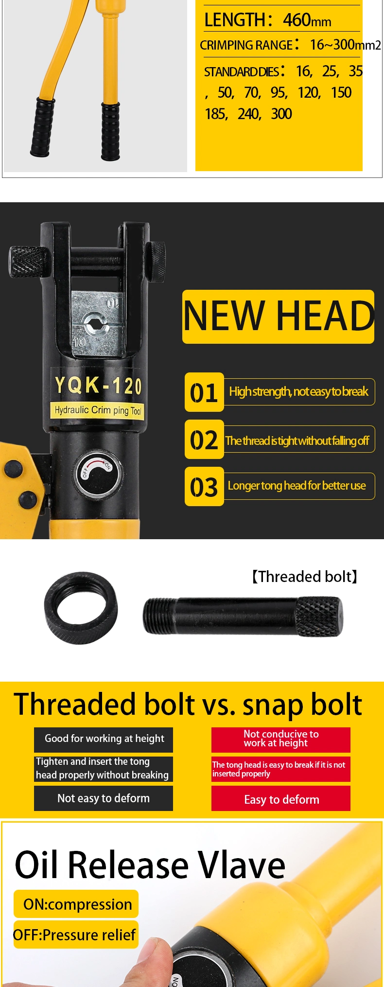 Small Cable Lug Hydraulic Pliers Manual Yqk-70 Hydraulic Crimping Tool